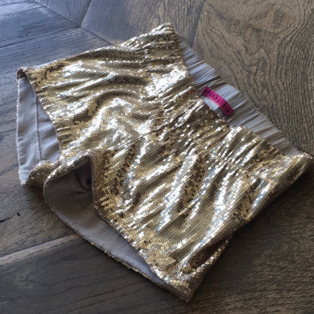 Alice + Olivia Gold Sequined Shorts